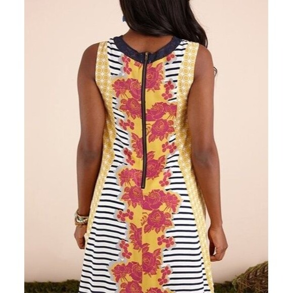 Darling Wmn's MATILDA JANE "Golden Key" A-Line Floral/Geo/Striped Shift Dress M - Picture 2 of 12